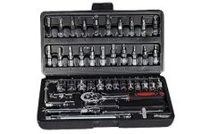 NestPlay 46 in 1 Pcs Tool Kit & Screwdriver set and Precision Socket Set Wrench Set Multi Purpose Combination Tool Case, Multicolour