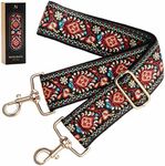 Purse Strap,2" Wide Purse Strap Adjustable Replacement,Multi-pattern Crossbody Handbag Strap, A#-red Flower, Large, Canvas,Personalized,Unisex