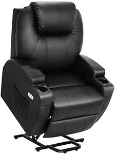 ADVWIN Recliner Chair, Electric Lift Chairs Heated Vibration Massage Motorized Living Room Chair with Side Pocket, USB and Cup Holders, 45-140 Degree tilt, Black