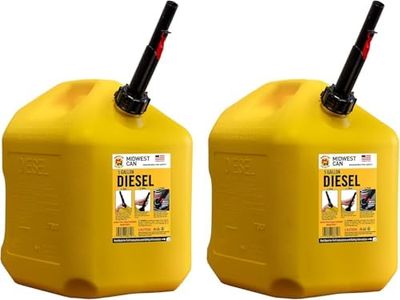 Midwest Can Company 8610 EPA and CARB Compliant 5 Gallon Diesel Can Fuel Container with Flame Shield Safety System and Auto Shut Off (2 Pack)