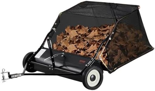 VEVOR Tow Behind Lawn Sweeper 42-inch, 12 cu.ft. Large Pull Behind Lawn Sweeper, Heavy Duty Leaf & Grass Collector with Dumping Rope, Adjustable Sweeping Height for Picking Up Debris & Grass