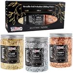 U.S. Art Supply Metallic Foil Schabin Gilding Metal Leaf Flakes 30 Gram Kit - Set of 3 Colors Imitation Gold and Silver, Copper in 10 Gram Bottles - Epoxy Resin Nail Crafts Painting Jewelry Slime