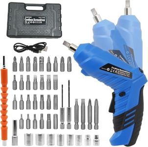 MQFORU Cordless Screwdriver, 48 in 1 Portable Cordless Drills, 3.6V Rechargeable Electric Screwdriver Kit, Dual Position Handle with USB Cable LED Light for Home Office DIY Tools