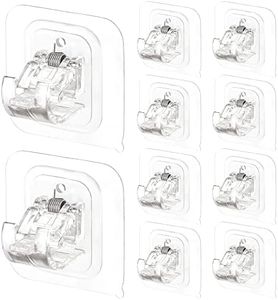 10PCS Curtain Rods No Drilling,Bracket No Drill Curtain Rod Brackets Self Adhesive Curtain Rod Holders Nail Free Adjustable Curtain Rod Hooks Curtain Hangers for Bathroom Kitchen Bathroom Hotel