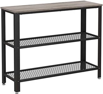 VASAGLE 40" Industrial Console, 3 Tier Entryway Storage Shelf, Narrow Sofa Table for Living Room, Hallway, Entrance Hall, Corridor, Bedroom, Greige and Black ULNT081B02, 13.8 x 40 x 31.5 Inches