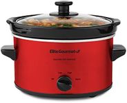 Elite Gourmet MST-275XR Electric Oval Slow Cooker, Adjustable Temp, Entrees, Sauces, Stews & Dips, Dishwasher Safe Glass Lid & Crock (2 Quart, Metallic Red)