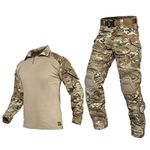 PAVEHAWK G3 Combat Clothing Suit Camouflage with Knee Pads for Men Tactical Hunting Uniform Set Paintball Gear, Camouflage, XX-Large