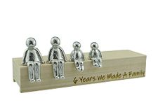 Pirantin 6th Anniversary Idea - 6 Years We Made A Family Metal Ornament - Choose Your Family Combination Box & Woodgrain May Vary(2 Children)