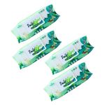 Basil Daily Pet Wipes | Wet Wipes for Dogs, Cats, Puppies & All Pets | Enriched with Castor Oil, Aloe Vera, Vitamin E | Non-Toxic & Gentle | Gentle Grooming & Deodorising Wipes | 80 Wipes x Pack of 4