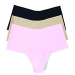 hanky panky, Breathe High Rise Thong Value 3 Pack, Black/Taupe/Bliss, Medium