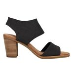 TOMS Women's Majorca Cutout Heeled Sandal, Black Woven, 7