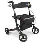 Dunimed Lightweight Foldable Rollator Easily Foldable for Trunk & Travel Height Adjustable Including Practical Bag Under The seat Walker for Seniors Walking aid Black