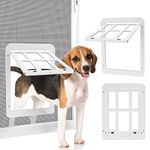 Ownpets Dog Screen Door, Inside Door Flap 11x13 Inch, Lockable Pet Screen Door Magnetic Closure Sturdy Doggie Door,White