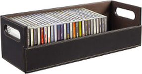 CD Storage Box Organizer Shelf for Movie Cases Dvds Cassette up to 40 Cds Brown