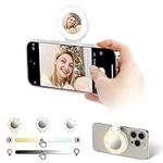 Magnetic Phone Light with Mirror, Compatible with iPhone, Rechargeable Cell Phone LED Light Selfie, 3 Light Modes & 3 Brightness Ring Light - 180° Flip for Selfie Vlog Tiktok Live Streaming