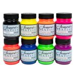 Jacquard Textile Colours 8 Pc Fluorescent Shades Set - Artist's Professional Fabric Paints for natural and synthetic fabrics, leather, paper or wood.