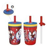 Zak Designs Blue's Clues Kelso Tumbler Set, Leak-Proof Screw-On Lid with Straw, Bundle for Kids Includes Plastic and Stainless Steel Cups with Bonus Sipper, 3pc Set, Non-BPA,15 fl oz