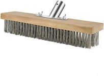 AMZQ Stainless Steel Wire Floor Brush Head, Multi-Purpose Steel Metallic Wire Deck Brush, 11.5" Heavy Duty Brushes for Scrubbing Stains on Concrete, Cleaning Outdoor Deck, Garage, Pool, Grout, Patio