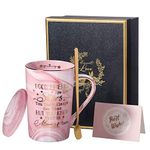 Friend Friendship Gifts Coffee Mug - Good Fiends are Like Stars, 14 Oz Pink Ceramic Marble Mug Tea Cup, Ideal Gifts for Women, Girls, Friends Birthday