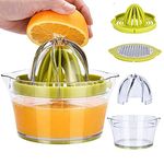 Manual Juicer Lemon Squeezers, Multifunctional Orange Citrus Lime Juicer, Hand Fruit Press with Built-in Measuring Cup and Grater, 12OZ, Green