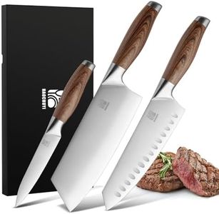HAOCHUYI 3-Piece Professional Chef Knife Set - Ultra-Sharp Kitchen Knives with Ergonomic Wood Handle, Ideal for Home, Outdoor, Camping, BBQ, and Gifts for Men
