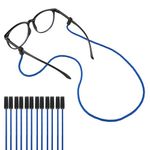 Andibro 6 Pcs No Tail Eyeglasses Strap, Silicone Sunglasses Holder Strap Universal Eyeglasses String Holder Straps Rope Anti-Slip Eyewear Retainer Sunglass Lanyard Around Neck Sports Band(Blue)