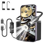 Dual-Lens Ferdiiz Endoscope Inspection Camera, 1920P HD Borescope Camera, 32.8ft Semi-Rigid Snake Endoscope, IP67 Waterproof Drain Pipe 8 Adjustable LEDs Borescope, Man's Gadgets Tool, iOS9+ Android6+