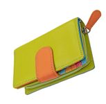 Soft Medium Woman’s Leather Purse RFID Blocking Ladies Designer Wallet Tab Opening Premium Leathers 14 Card Slots Trifold - Green