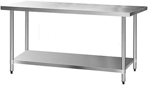 Cefito 1829x610mm Stainless Steel Kitchen Bench, Island Cart Work Table, Commercial 430 Food Grade Restaurant Prep Storage with 2-Layers Shelf Countertop