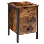 HOOBRO Nightstand, End Table with 3 Drawers and Storage Shelf, Retro Industrial Style End Table, for Living Room, Bedroom, Easy Assembly, Rustic Brown BF46BZ01G2