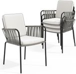 YITAHOME Outdoor Dining Chair Set of 4, All-Weather Rope & Rattan Woven Chairs, Indoor-Outdoor Armchair Seating for Patio, Backyard, Poolside, Balcony - Grey Rattan & Beige