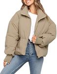 MEROKEETY Women's Winter Long Sleeve Zip Puffer Jacket Pockets Baggy Short Down Coats