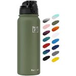 Fanhaw 20 Oz Insulated Stainless Steel Water Bottle with 1 Lid (Chug Lid) - For Kids, Women, Men | Leak & Sweat Proof with Anti-Dust Lid (Olive Green)