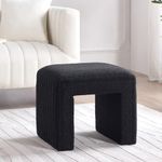 Get Set Style Vanity Stool Chair,Boucle Ottoman Foot Stool Modern Ottoman Footstool with Wood Legs Sofa Bench Extra Seating for Makeup Room, Living Room, Entryway(Fully Assembled)