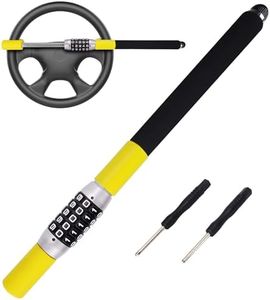 Tevlaphee Steering Wheel Lock, Car Lock Anti Theft Keyless Extendable Retractable Password 5 Coded Combination Lock, Heavy Duty Universal Fit (Yellow)