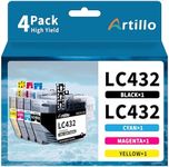 Artillo LC432 Remanufactured Ink Cartridges Replacement for Brother LC432 Ink Cartridges LC-432XL LC432 XL Compatible for MFC-J5340DW MFC-J5740DW MFC-J6540DW MFC-J6740DW MFC-J6940DW (BCMY, 4 Pack)