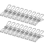 Skroad 100 Pack Clothes Pegs, Stainless Steel Laundry Hanging Clothesline Clips for Clothes, Paper Files, Snacks Seal