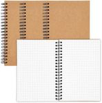 Spiral Bound Graph Paper Notebooks, 50 sheets A5 Journal (5 x 7 In, 4 Pack) Brown