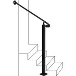 Zwinz Adjustable Handrail 1-3 Step, Wall&Floor Mounted Wrought Iron Handrails, Handrails for Outdoor Steps, Stair Rail with Installation Kit Hand Rail, Black