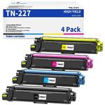 [with chip] TN227 Compatible Toner Cartridge Replacement for Brother TN227 TN223 TN-227bk TN-223bk Work with MFC-L3770CDW MFC-L3710CW HL-L3270CDW HL-L3290CDW L3750CDW Printers (TN-227BK/C/M/Y,4 Pack)