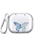 JAHOLAN AirPods 3 Case Clear Blue Glitter Butterfly Cover Cute Protective Soft Shockproof Cover with Keychain for Women Girls Compatible with AirPods 3rd Generation Case - Cactus Purple