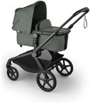 Bugaboo Kangaroo Single to Double Tandem Stroller with Seat and Bassinet for All Terrains, Black/Forest Green