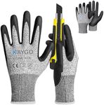 KAYGO Cut Resistant Gloves, MicroFoam Nitrile Coated, ANSI Cut level A3,Superior Grip Performance,Safety Work Gloves For Men and Women, KG21NB, 2 Pairs Grey, X-Large