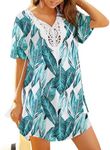 Ekouaer Swimsuit Cover Ups for Women Lace Crochet V-Neck Bikini Beach Coverups Dress for Swimwear Bathing Suit