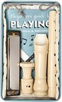 Kikkerland Beginner's Music In A Tin, Harmonica, Recorder, Lesson Book, Sheet Music Kit, Novelty Gift