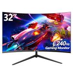 CRUA Gaming Monitor 32 Inch 240Hz, Curved PC Monitor Full HD 1080P 1500R Frameless Computer Monitor with FreeSync and Eye Care Technology, Supports VESA