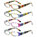 Kerecsen Women's Reading Glasses 4 Pairs Ladies Fashion Spring Hinge Readers (4 Mix Color-2, 2.00, Diopter)