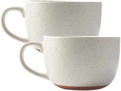 BYCNZB 38oz ceramic large Soup mugs with Hanlde for Coffee,Cereal,Salad,Noodles,Tea,Soup Bowls Cups,Microwave &Dishwasher Safe Set of 2 (Cream)