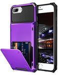 Vofolen Case for iPhone 8 Plus Case Wallet Card Holder ID Slot Scratch Resistant Dual Layer Protective Bumper Rugged TPU Rubber Armor Hard Shell Cover for iPhone 6 Plus 6s Plus 7 Plus 8 Plus (Purple)