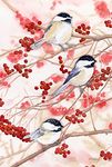 Toland Home Garden Chickadees and Berries 28 x 40 Inch Decorative Spring Bird Tree Branch House Flag